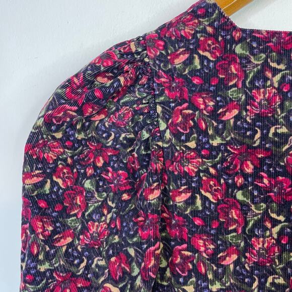Vintage Laura Ashley Floral Corduroy Long Sleeve Dress Prairie Cottage womens 8 - Picture 4 of 12